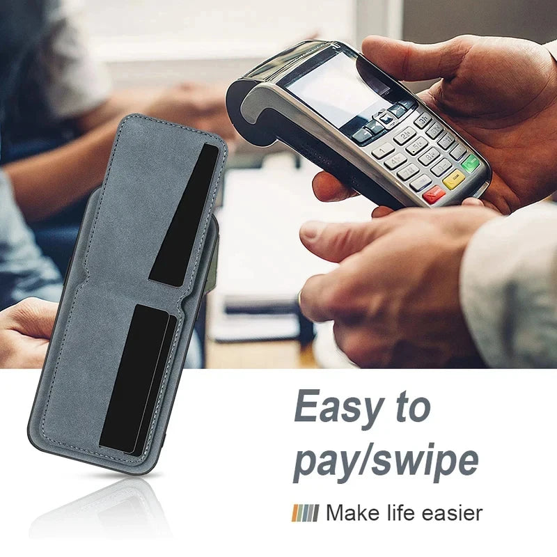 Luxury Leather Wallet Phone Case with Card Holder for iPhone 17 16 15 14 13 12 11 Pro Max
