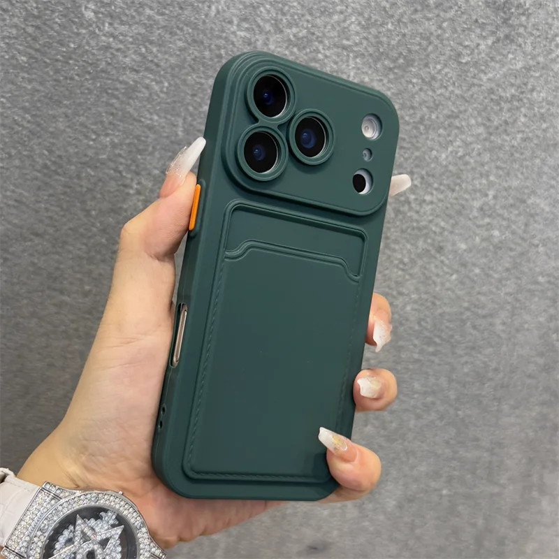 **Luxury Soft Silicone Wallet Case for iPhone 11–17 | Slim Shockproof Card Holder Cover**