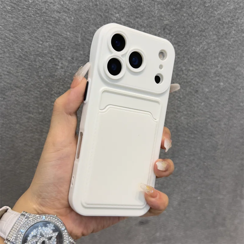 **Luxury Soft Silicone Wallet Case for iPhone 11–17 | Slim Shockproof Card Holder Cover**
