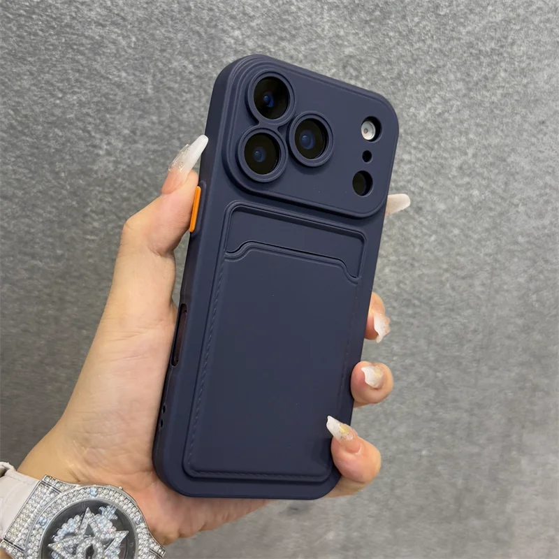**Luxury Soft Silicone Wallet Case for iPhone 11–17 | Slim Shockproof Card Holder Cover**