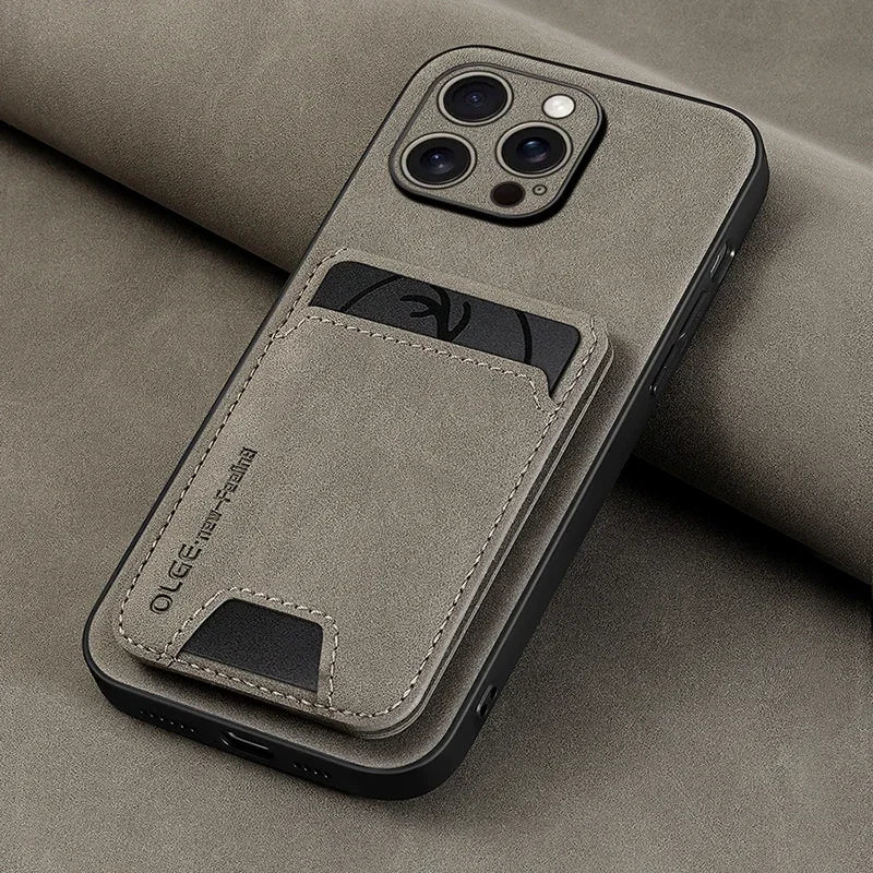 Luxury Leather Wallet Phone Case with Card Holder for iPhone 17 16 15 14 13 12 11 Pro Max