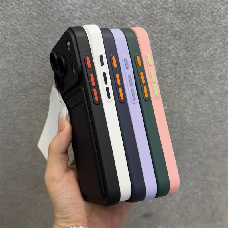**Luxury Soft Silicone Wallet Case for iPhone 11–17 | Slim Shockproof Card Holder Cover**