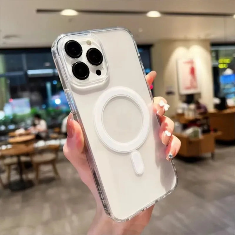 Clear Magnetic Phone Case for iPhone 17 16 15 14 13 12 11 – MagSafe Compatible Transparent Protective Cover