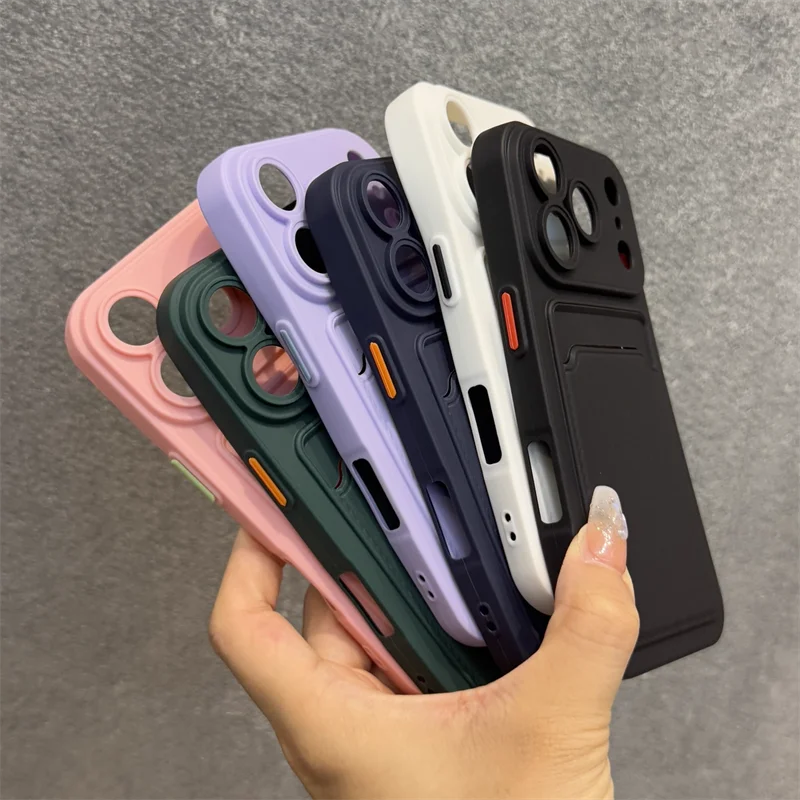 **Luxury Soft Silicone Wallet Case for iPhone 11–17 | Slim Shockproof Card Holder Cover**