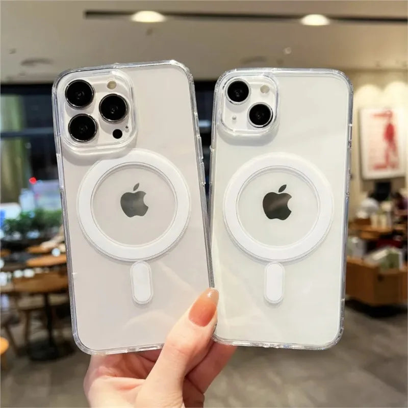 Clear Magnetic Phone Case for iPhone 17 16 15 14 13 12 11 – MagSafe Compatible Transparent Protective Cover