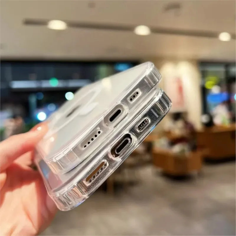 Clear Magnetic Phone Case for iPhone 17 16 15 14 13 12 11 – MagSafe Compatible Transparent Protective Cover
