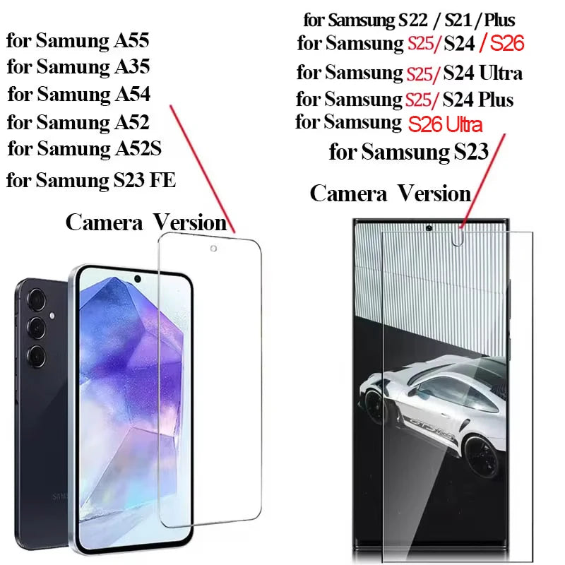 **HD Tempered Glass Screen Protector for Samsung Galaxy S21–S26 | Ultra-Clear Scratch-Resistant Protection**