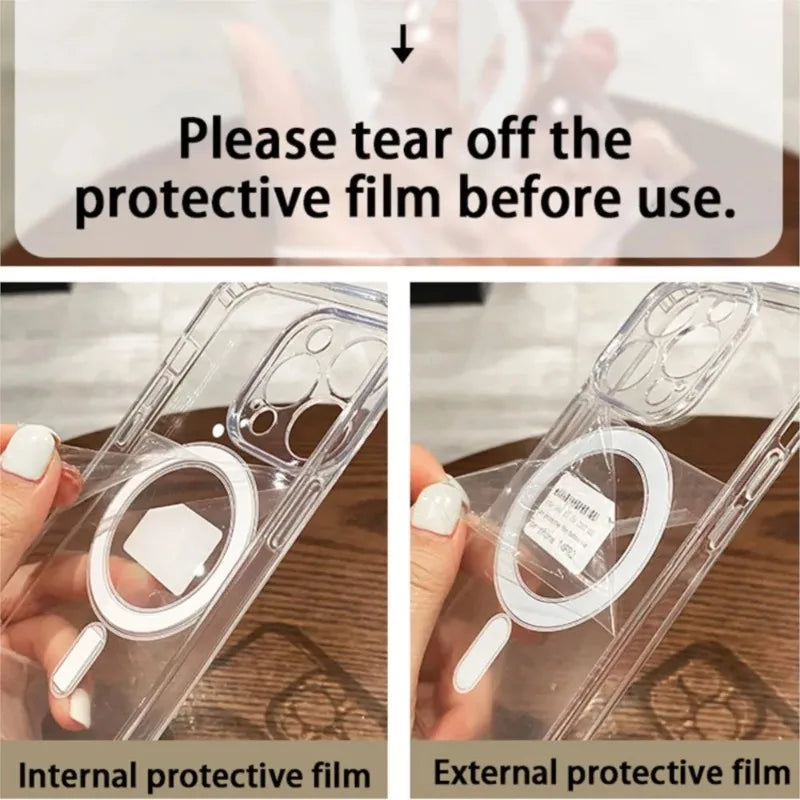 Clear Magnetic Phone Case for iPhone 17 16 15 14 13 12 11 – MagSafe Compatible Transparent Protective Cover