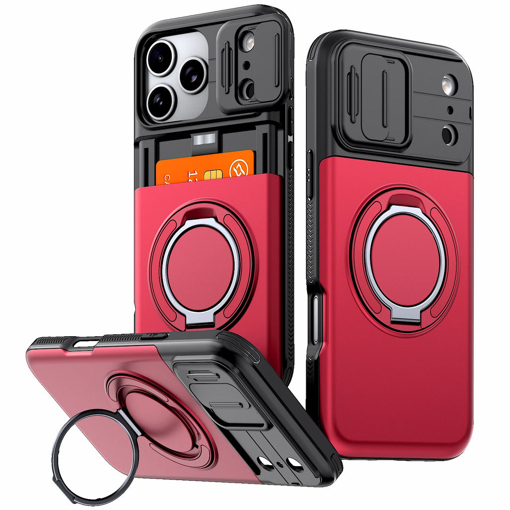 **Luxury Wallet Case for iPhone 12–18 Pro Max | Shockproof Armor Cover with Card Holder & Stand**