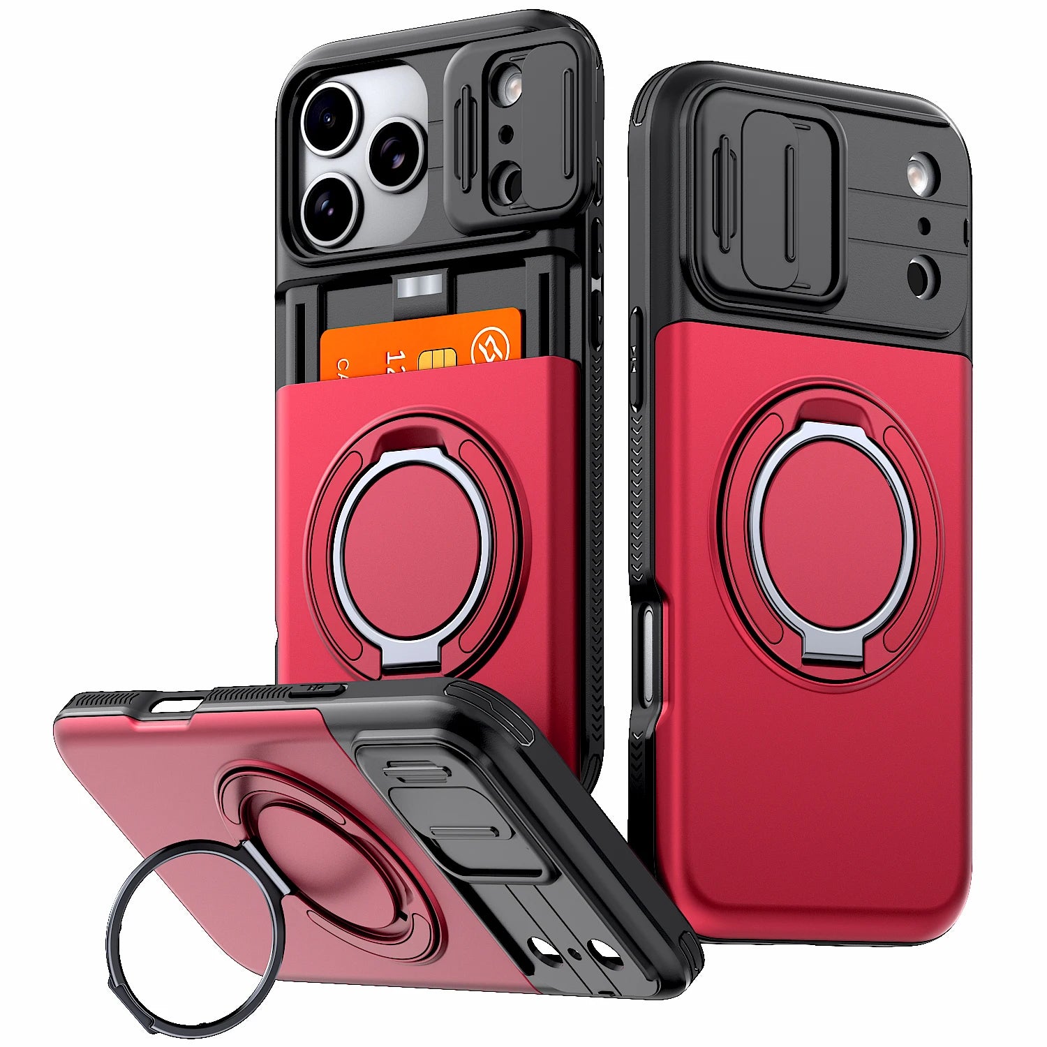 **Luxury Wallet Case for iPhone 12–18 Pro Max | Shockproof Armor Cover with Card Holder & Stand**