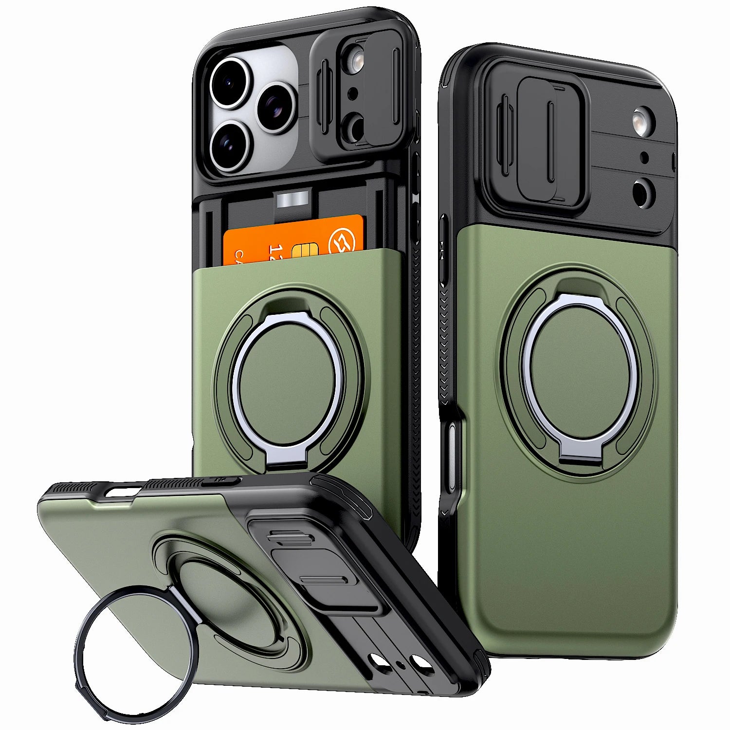 **Luxury Wallet Case for iPhone 12–18 Pro Max | Shockproof Armor Cover with Card Holder & Stand**