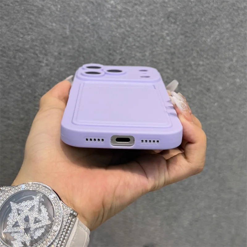 **Luxury Soft Silicone Wallet Case for iPhone 11–17 | Slim Shockproof Card Holder Cover**