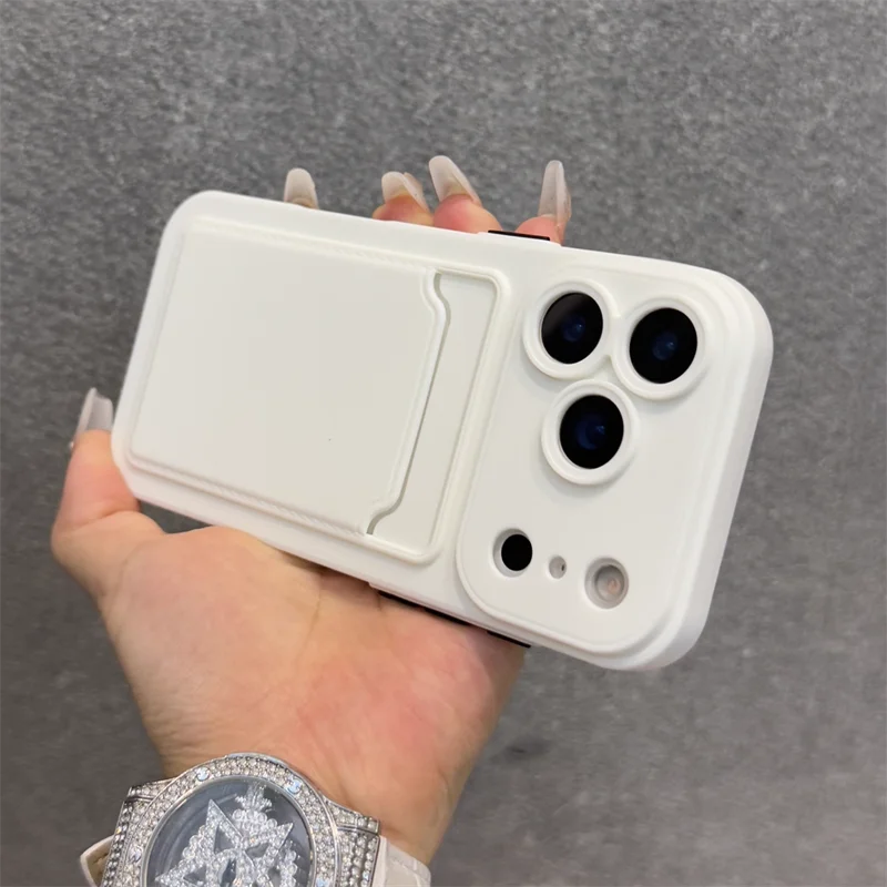 **Luxury Soft Silicone Wallet Case for iPhone 11–17 | Slim Shockproof Card Holder Cover**