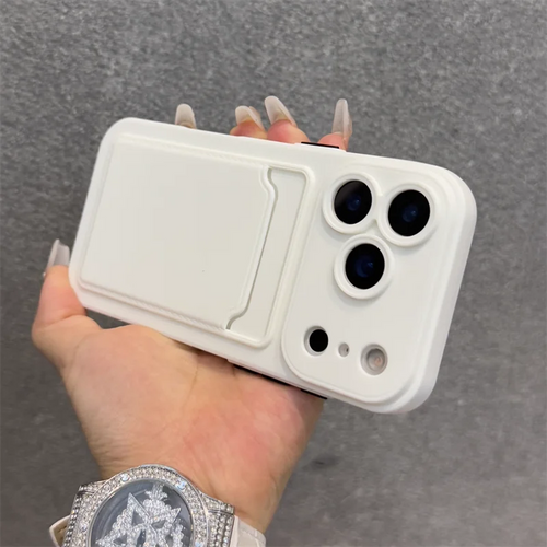 **Luxury Soft Silicone Wallet Case for iPhone 11–17 | Slim Shockproof Card Holder Cover**