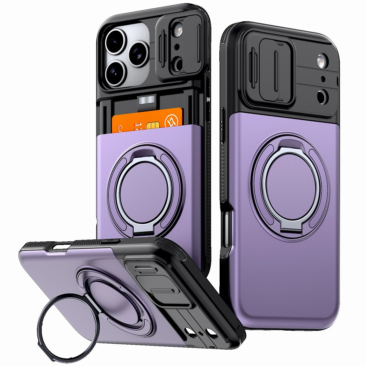 **Luxury Wallet Case for iPhone 12–18 Pro Max | Shockproof Armor Cover with Card Holder & Stand**