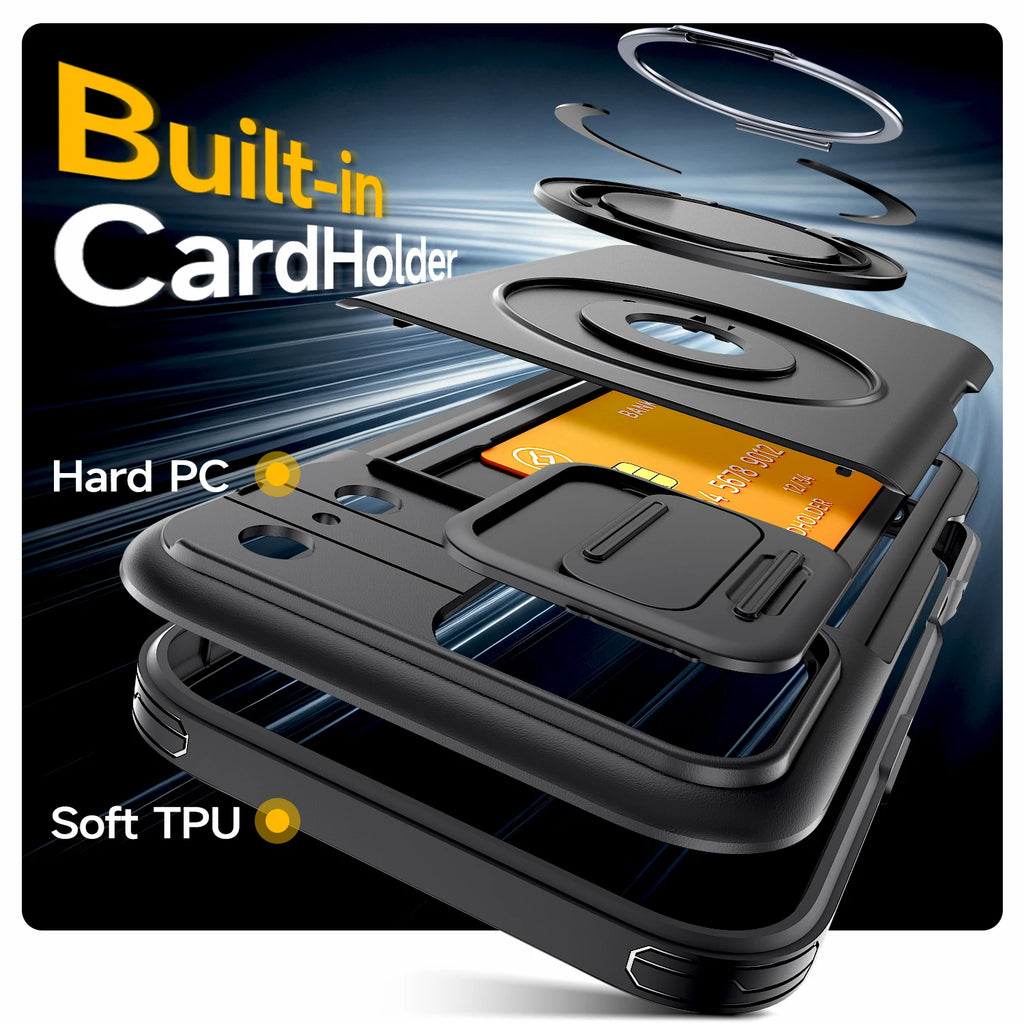 **Luxury Wallet Case for iPhone 12–18 Pro Max | Shockproof Armor Cover with Card Holder & Stand**