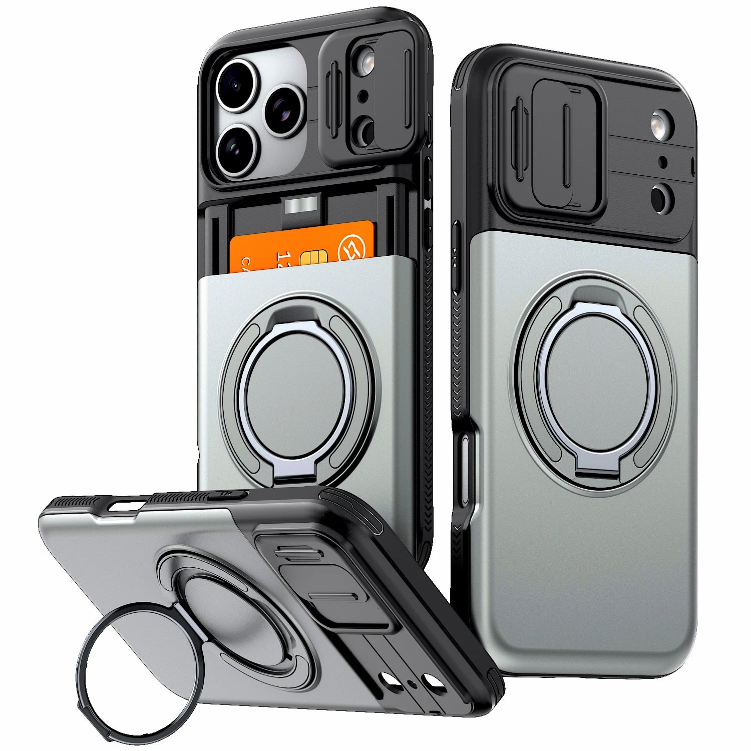 **Luxury Wallet Case for iPhone 12–18 Pro Max | Shockproof Armor Cover with Card Holder & Stand**
