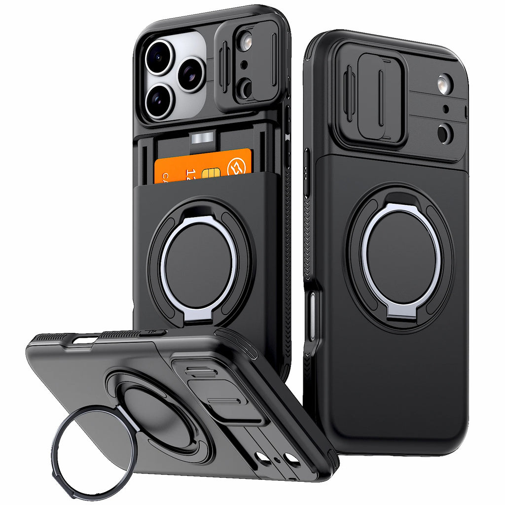 **Luxury Wallet Case for iPhone 12–18 Pro Max | Shockproof Armor Cover with Card Holder & Stand**