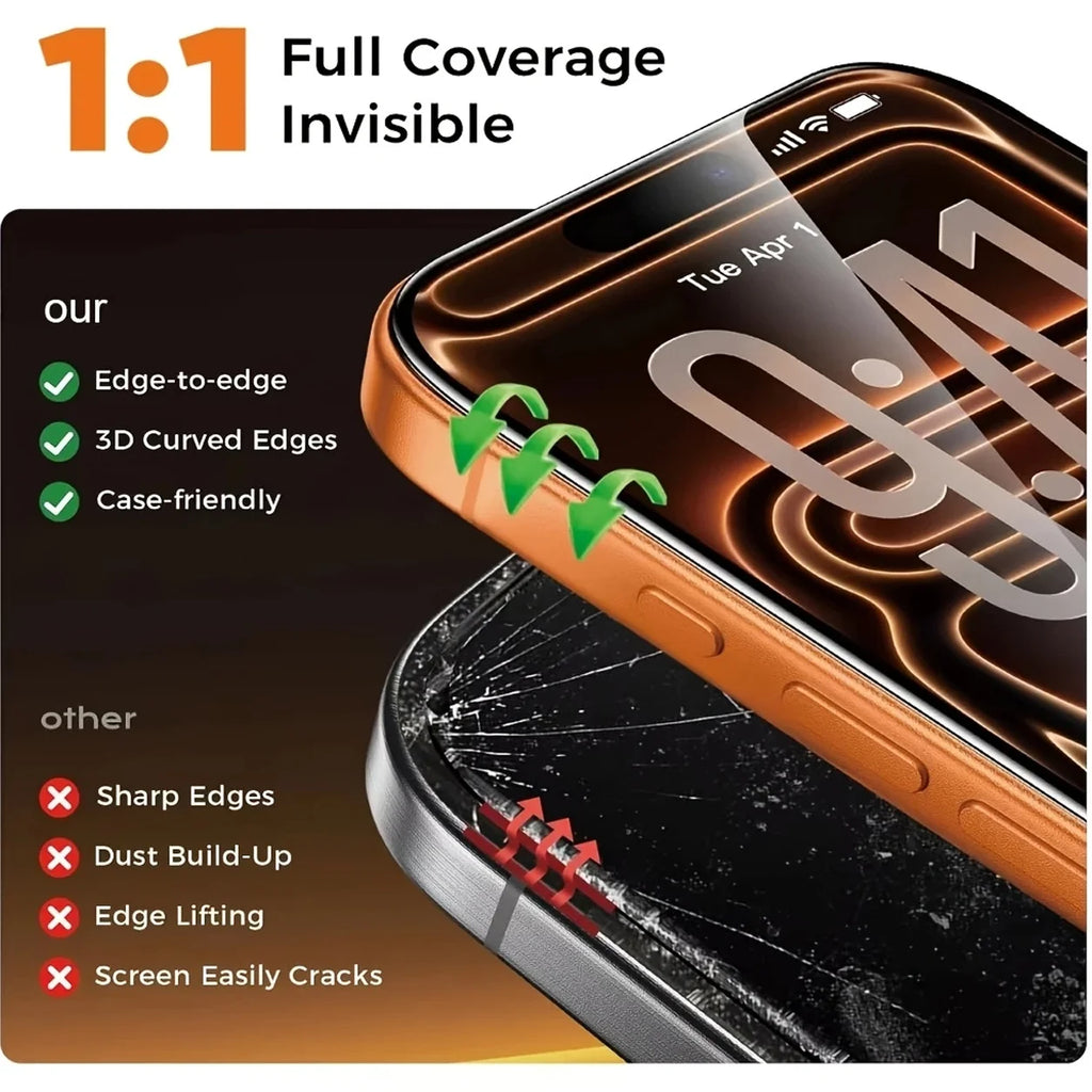 4-Pack HD Tempered Glass Screen Protectors for iPhone 11–17 Pro Max | Auto-Alignment, Dust-Free & Bubble-Free