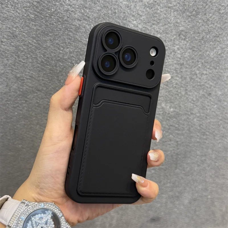 **Luxury Soft Silicone Wallet Case for iPhone 11–17 | Slim Shockproof Card Holder Cover**